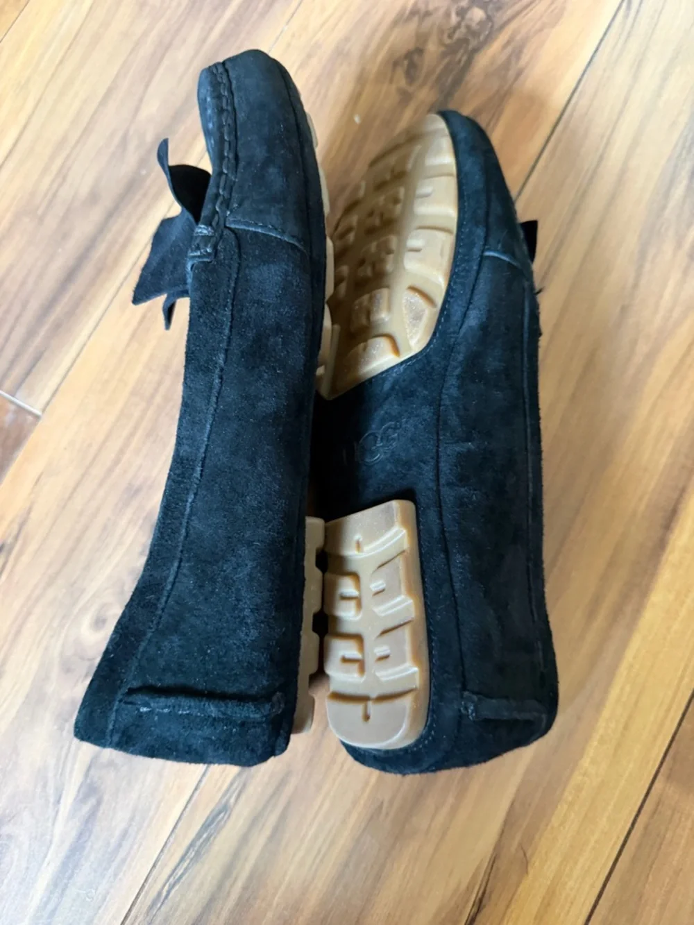 UGG Milana priver Black Suede Bow Loafers - Picture 8 of 9